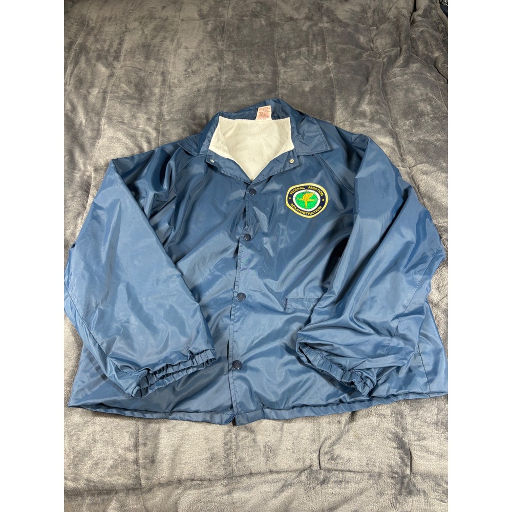 Vintage Cardinal FAA Coaches Jacket Mens Large Blue Nylon Windbreaker USA Made